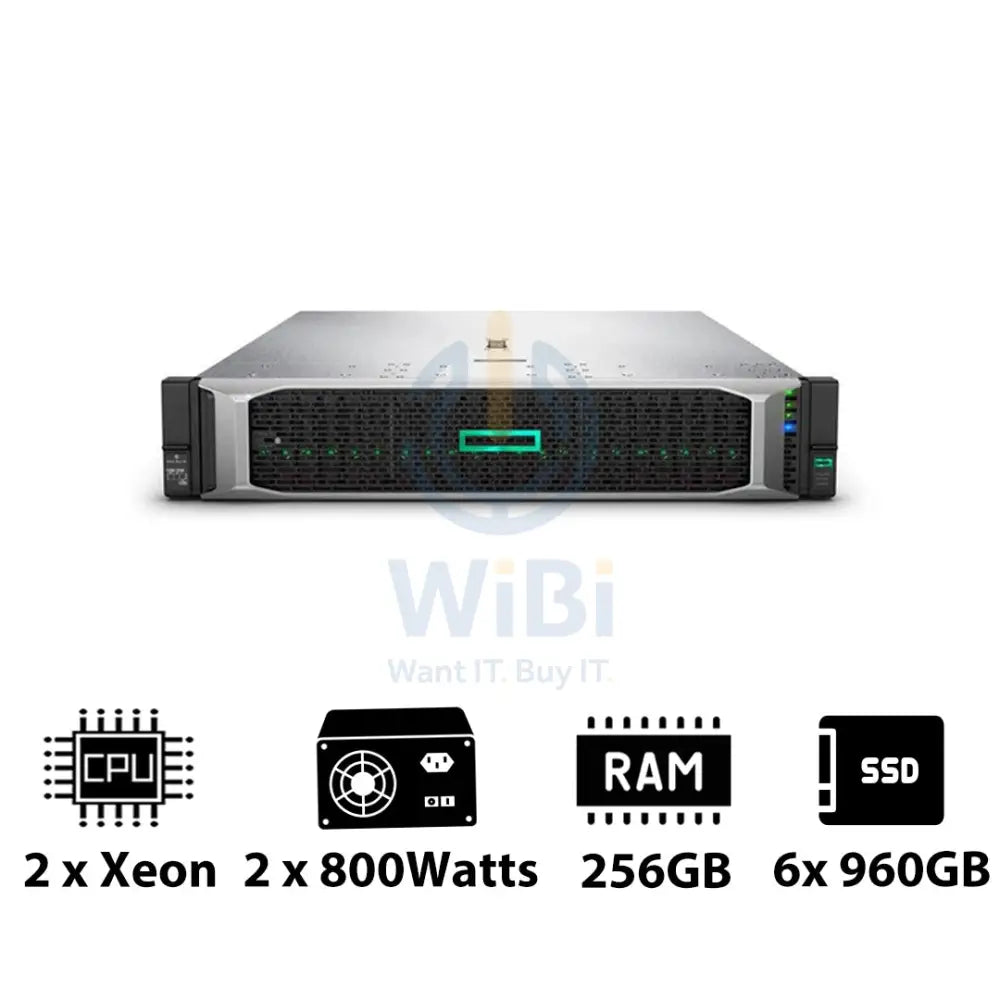 HP ProLiant DL380 G10 - 2x Xeon-2.40GHz / 2x 10-Cores / 256GB / 6x 960GB SSD / 2x 800Watts / Rack(2U) Server &