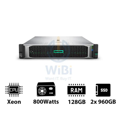 HP ProLiant DL380 G10 - Xeon-2.40GHz / 10-Cores / 128GB / 2x 960GB SSD / 800Watts / Rack(2U) Server & Workstations >