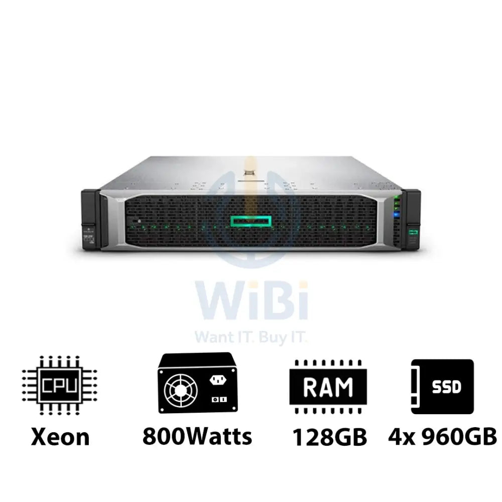 HP ProLiant DL380 G10 - Xeon-2.40GHz / 10-Cores / 128GB / 4x 960GB SSD / 800Watts / Rack(2U) Server & Workstations >