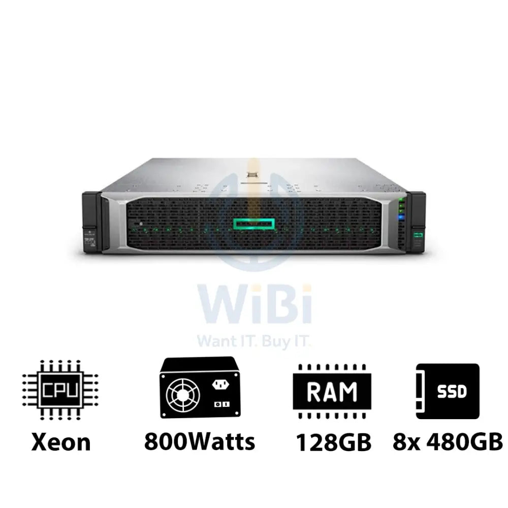 HP ProLiant DL380 G10 - Xeon-2.40GHz / 10-Cores / 128GB / 8x 480GB SSD / 800Watts / Rack(2U) Server & Workstations >