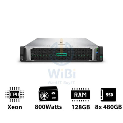 HP ProLiant DL380 G10 - Xeon-2.40GHz / 10-Cores / 128GB / 8x 480GB SSD / 800Watts / Rack(2U) Server & Workstations >