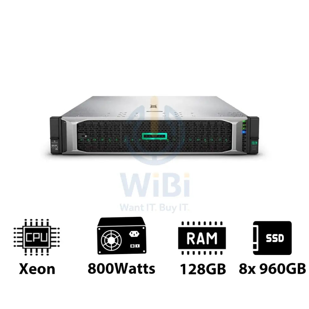 HP ProLiant DL380 G10 - Xeon-2.40GHz / 10-Cores / 128GB / 8x 960GB SSD / 800Watts / Rack(2U) Server & Workstations >