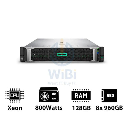 HP ProLiant DL380 G10 - Xeon-2.40GHz / 10-Cores / 128GB / 8x 960GB SSD / 800Watts / Rack(2U) Server & Workstations >