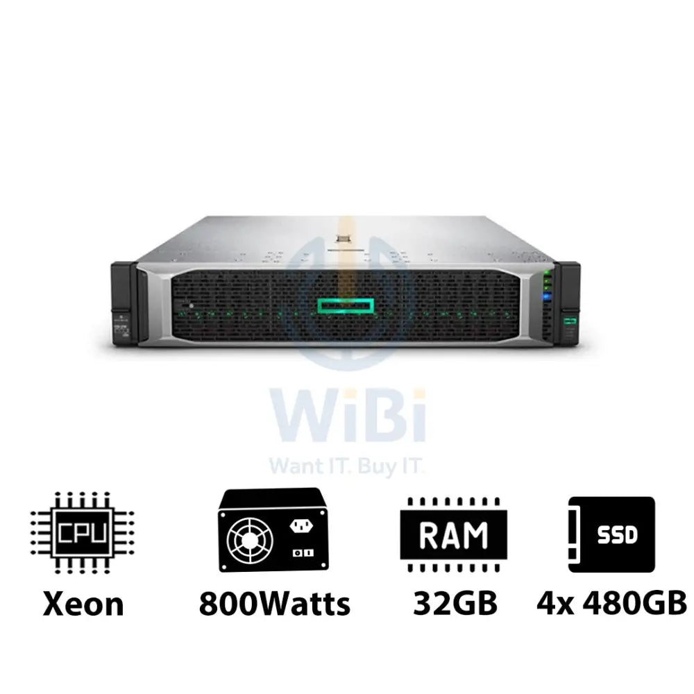 HP ProLiant DL380 G10 - Xeon-2.40GHz / 10-Cores / 32GB / 4x 480GB SSD / 800Watts / Rack(2U) Server & Workstations >