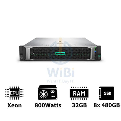 HP ProLiant DL380 G10 - Xeon-2.40GHz / 10-Cores / 32GB / 8x 480GB SSD / 800Watts / Rack(2U) Server & Workstations >
