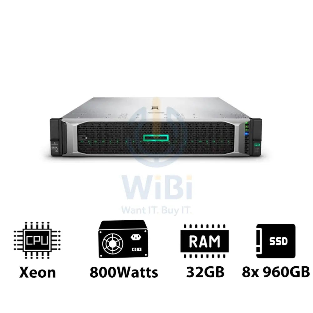 HP ProLiant DL380 G10 - Xeon-2.40GHz / 10-Cores / 32GB / 8x 960GB SSD / 800Watts / Rack(2U) Server & Workstations >
