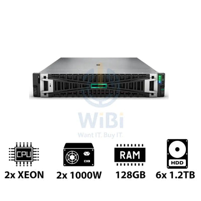 HP ProLiant DL380 G11 - 2x Xeon Gold 5416S 2.00GHz / 2x 16-Cores / 128GB / 6x 1.2TB HDD / 2x 1000Watts / Rack(2U)