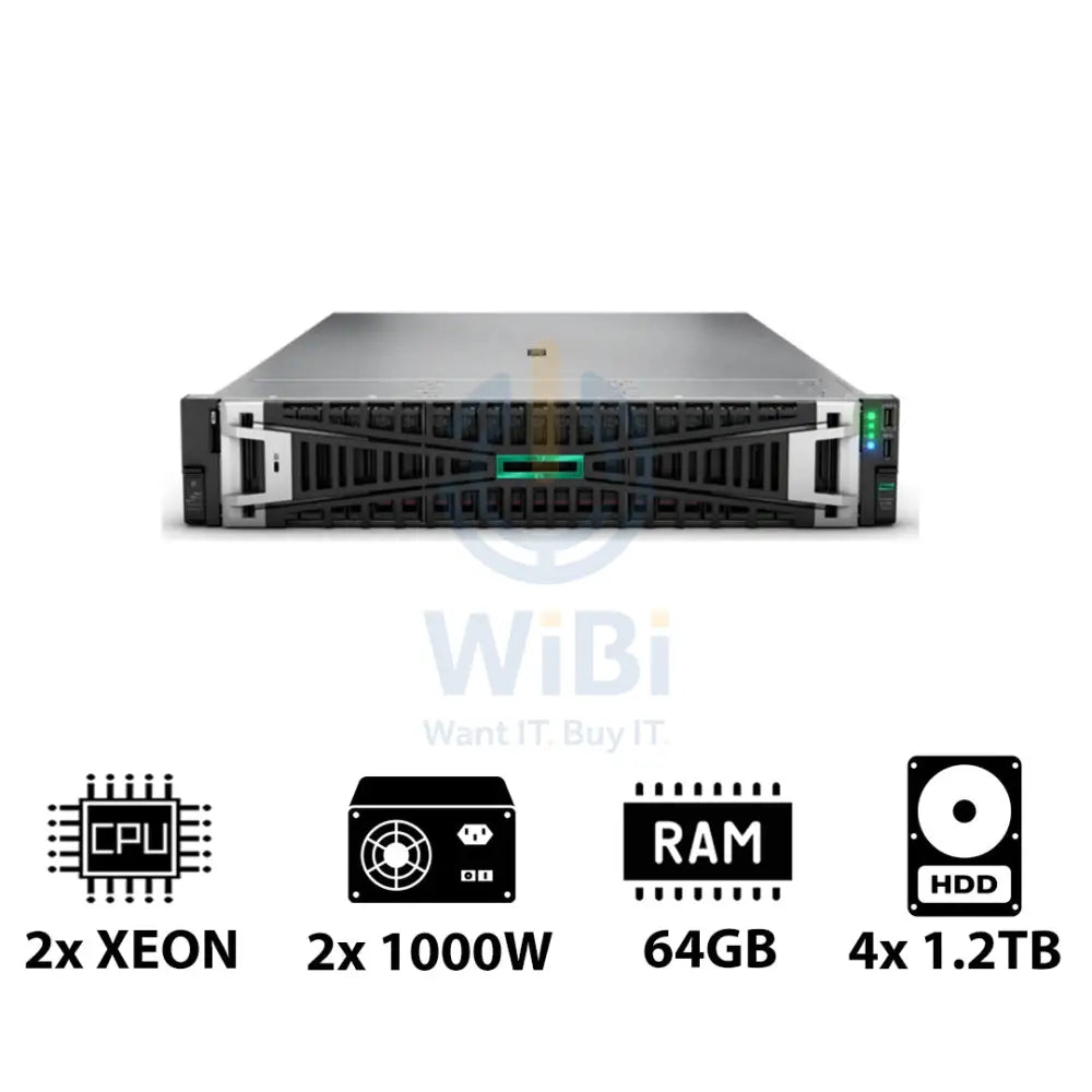HP ProLiant DL380 G11 - 2x Xeon Silver 4410Y 2.00GHz / 2x 12-Cores / 64GB / 4x 1.2TB HDD / 2x 1000Watts / Rack(2U)