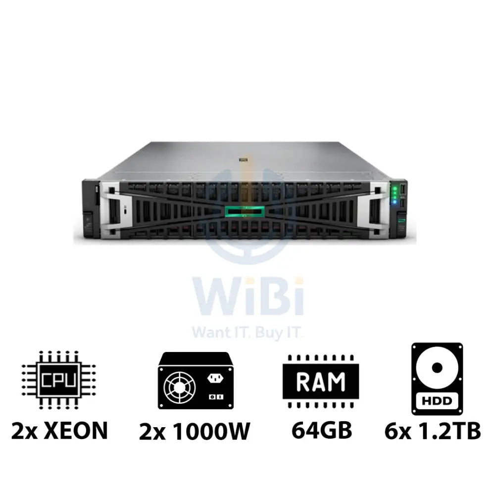 HP ProLiant DL380 G11 - 2x Xeon Silver 4410Y 2.00GHz / 2x 12-Cores / 64GB / 6x 1.2TB HDD / 2x 1000Watts / Rack(2U)