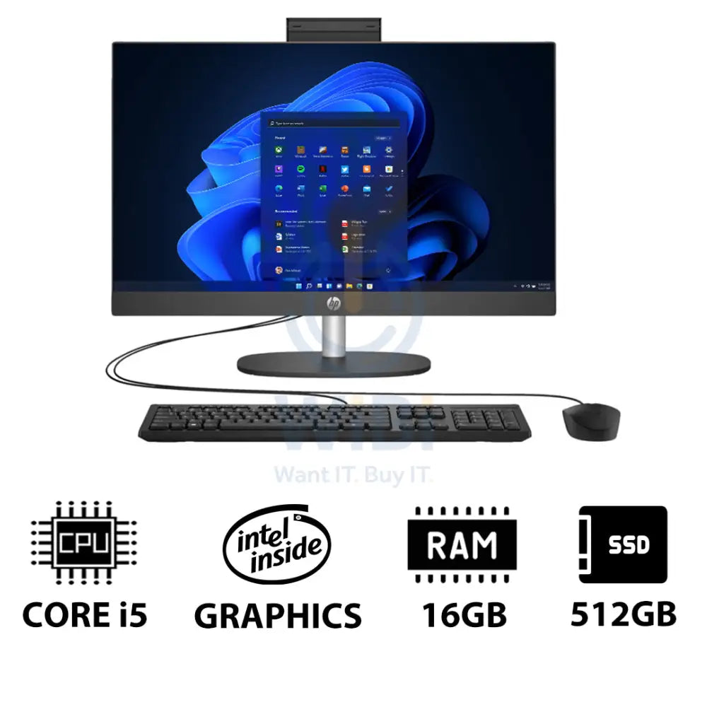 HP ProOne 240 G10 AIO - i5 / 16GB / 512GB (NVMe M.2 SSD) / 23.8’’ FHD Non-Touch / Win 11 Pro / 1YW / Grey - Desktop