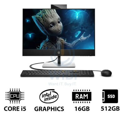 HP ProOne 440 G9 AIO - i5 / 16GB / 512GB (NVMe M.2 SSD) / 23.8’’ FHD Touch / DOS (Without OS) / 1YW / Black - Desktop