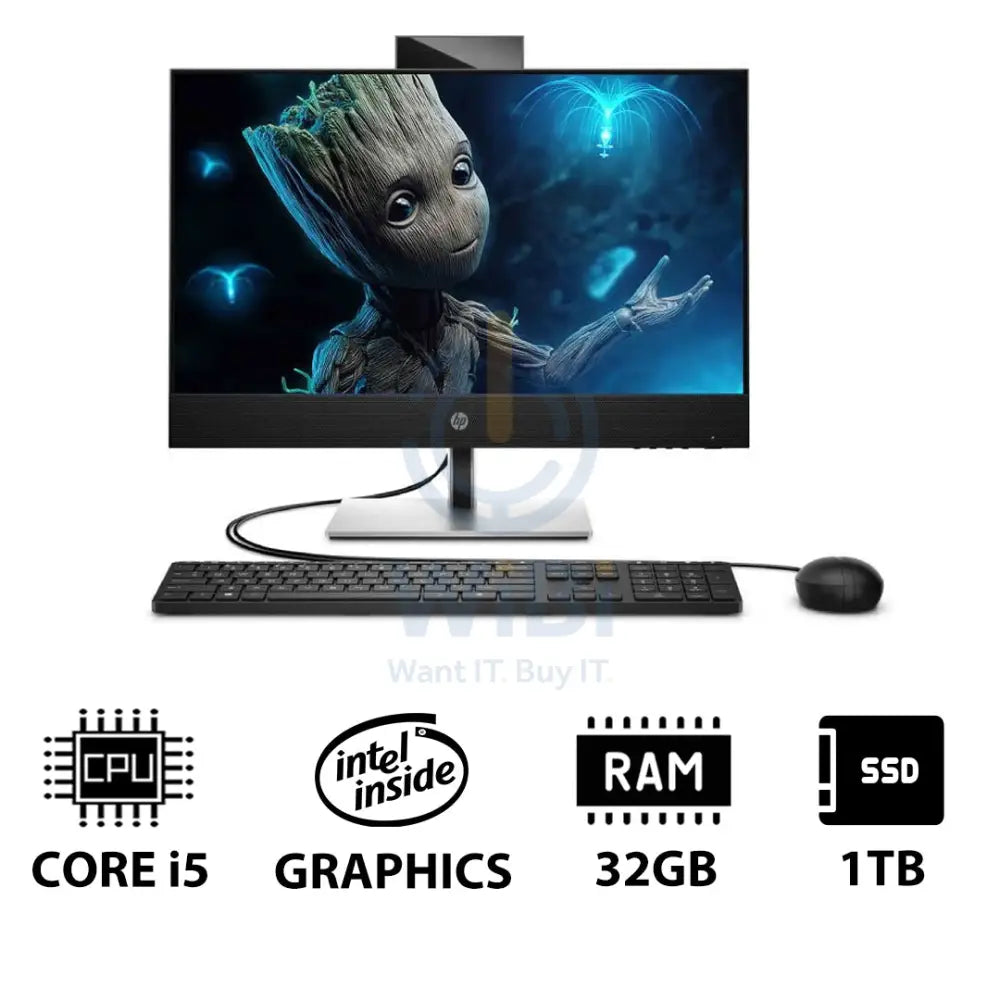 HP ProOne 440 G9 AIO - i5 / 32GB / 1TB (NVMe M.2 SSD) / 23.8’’ FHD Touch / DOS (Without OS) / 1YW / Black - Desktop