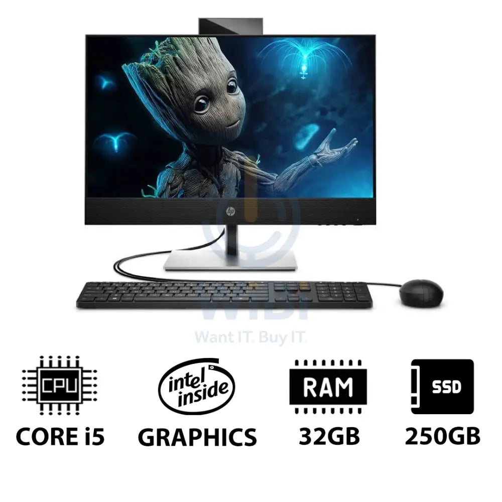 HP ProOne 440 G9 AIO - i5 / 32GB / 250GB (NVMe M.2 SSD) / 23.8’’ FHD Touch / DOS (Without OS) / 1YW / Black - Desktop