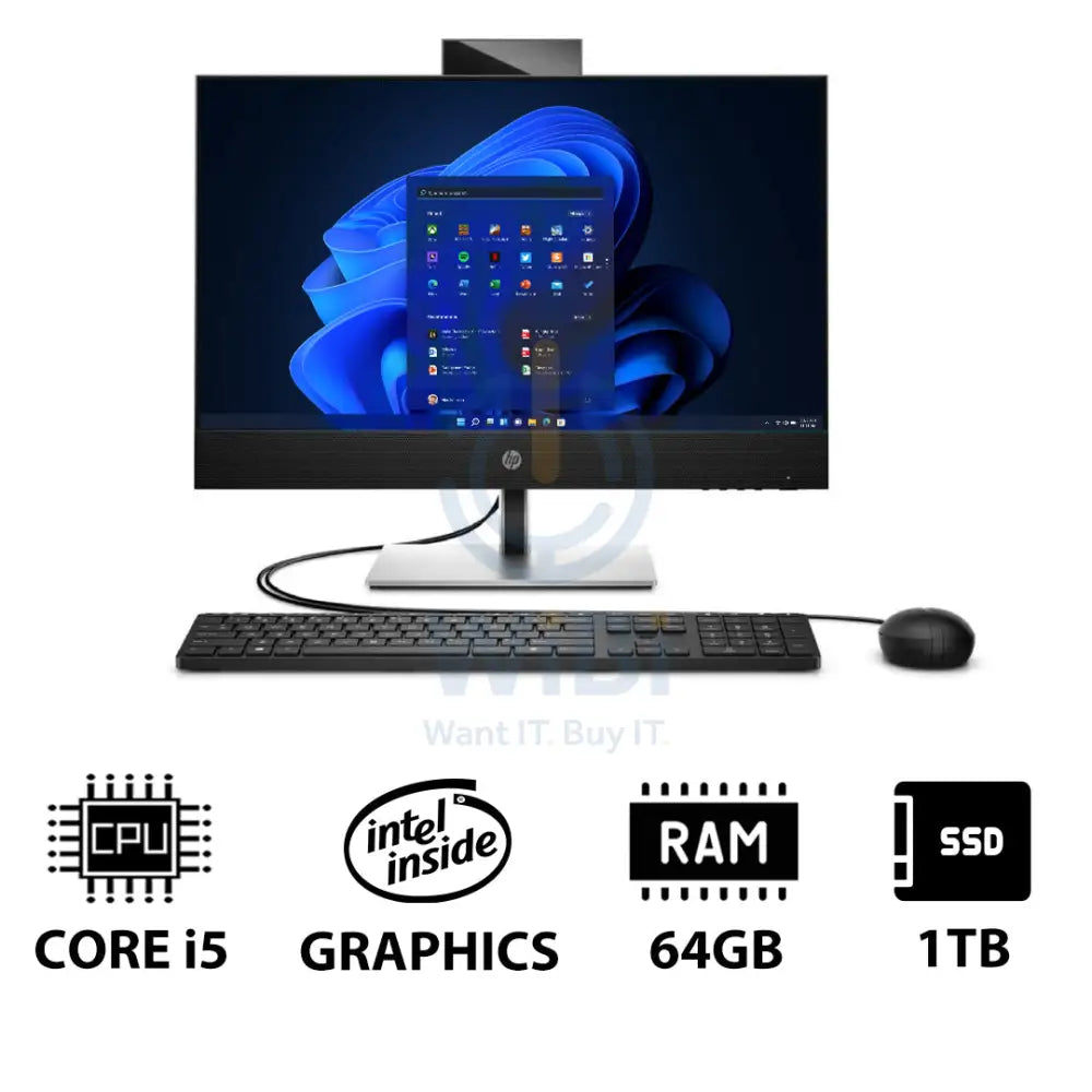 HP ProOne 440 G9 AIO - i5 / 64GB / 1TB (NVMe M.2 SSD) / 23.8’’ FHD Touch / Win 11 Pro / 1YW / Black - Desktop Desktop &