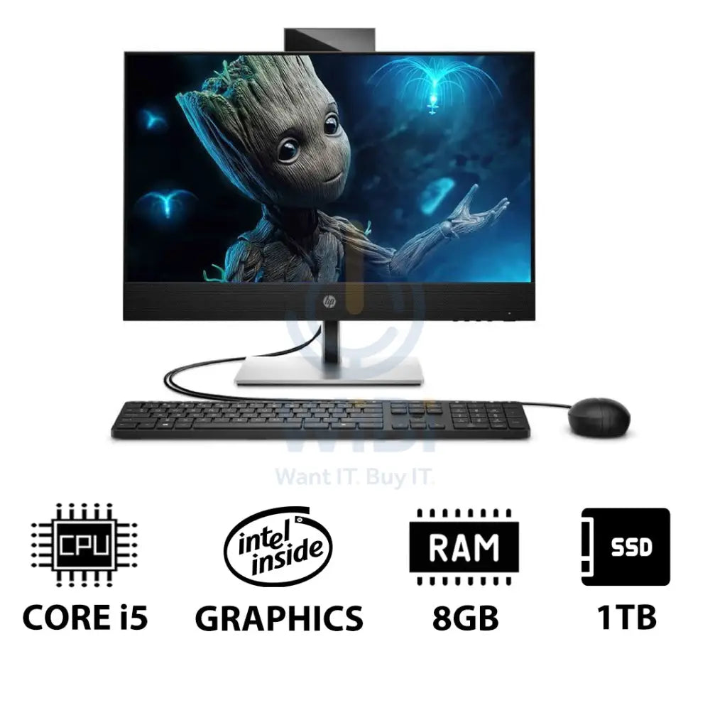 HP ProOne 440 G9 AIO - i5 / 8GB / 1TB (NVMe M.2 SSD) / 23.8’’ FHD Touch / DOS (Without OS) / 1YW / Black - Desktop
