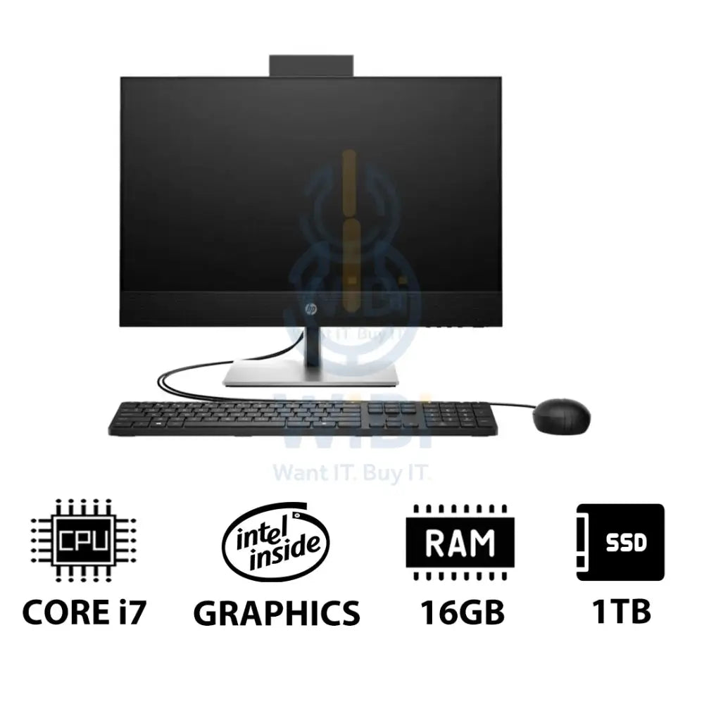 HP ProOne 440 G9 AIO - i7 / 16GB / 1TB (NVMe M.2 SSD) / 23.8’’ FHD Non-Touch / DOS (Without OS) / 1YW - Desktop Desktop