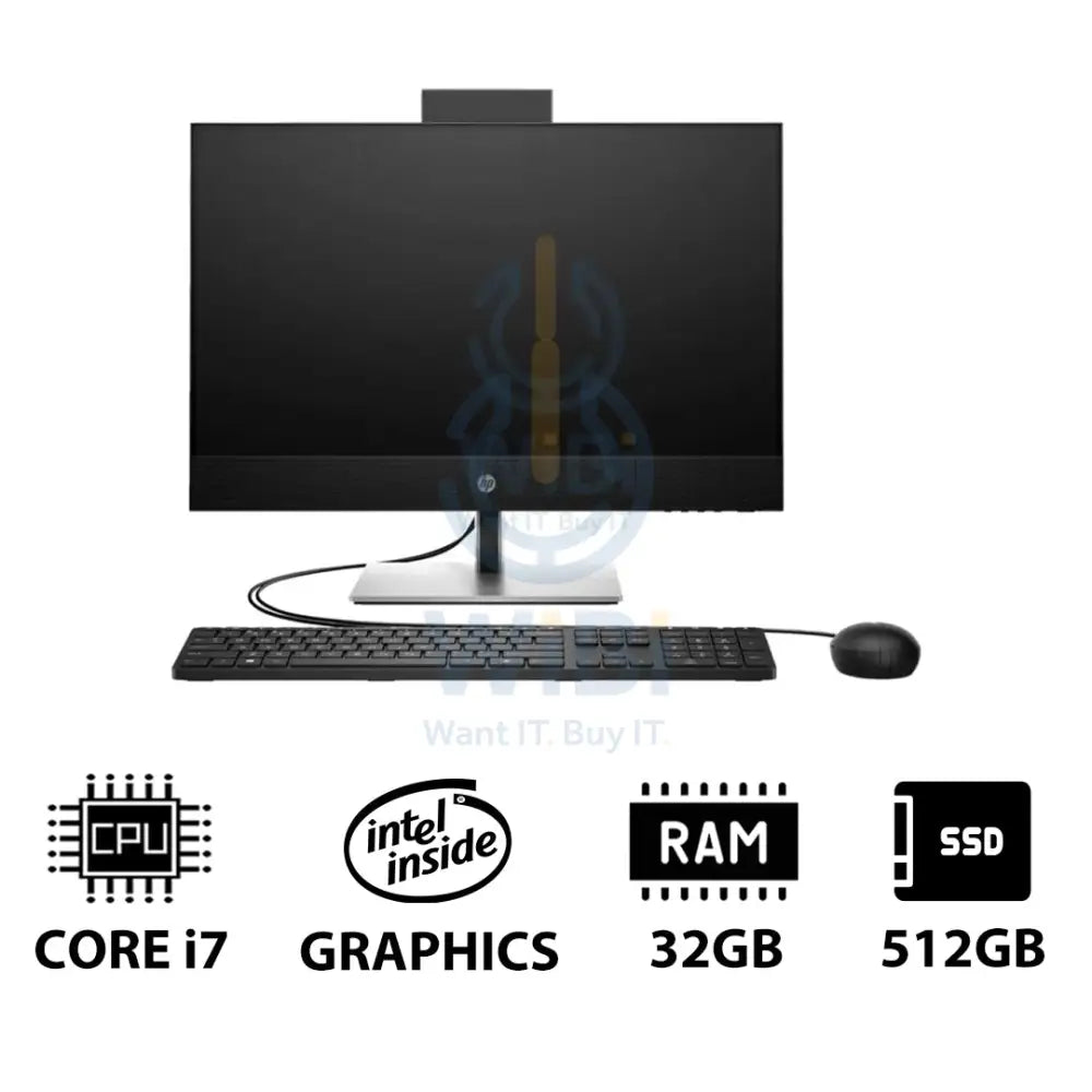 HP ProOne 440 G9 AIO - i7 / 32GB / 512GB (NVMe M.2 SSD) / 23.8’’ FHD Non-Touch / DOS (Without OS) / 1YW - Desktop