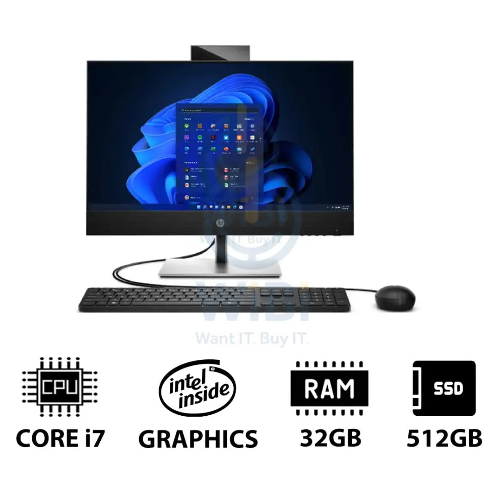 HP ProOne 440 G9 AIO - i7 / 32GB / 512GB (NVMe M.2 SSD) / 23.8’’ FHD Non-Touch / Win 11 Pro / 1YW - Desktop Desktop &