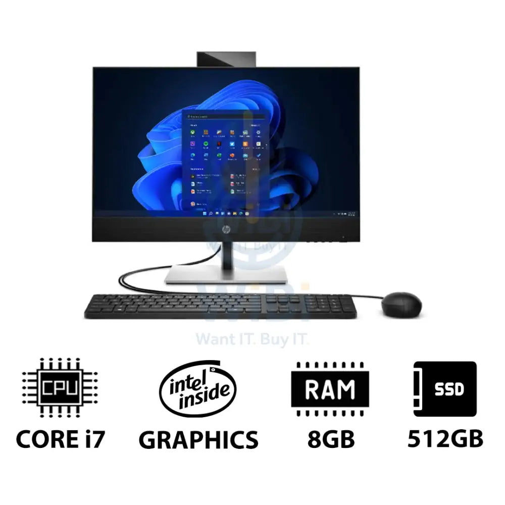 HP ProOne 440 G9 AIO - i7 / 8GB / 512GB (NVMe M.2 SSD) / 23.8’’ FHD Non-Touch / Win 11 Pro / 1YW - Desktop Desktop &