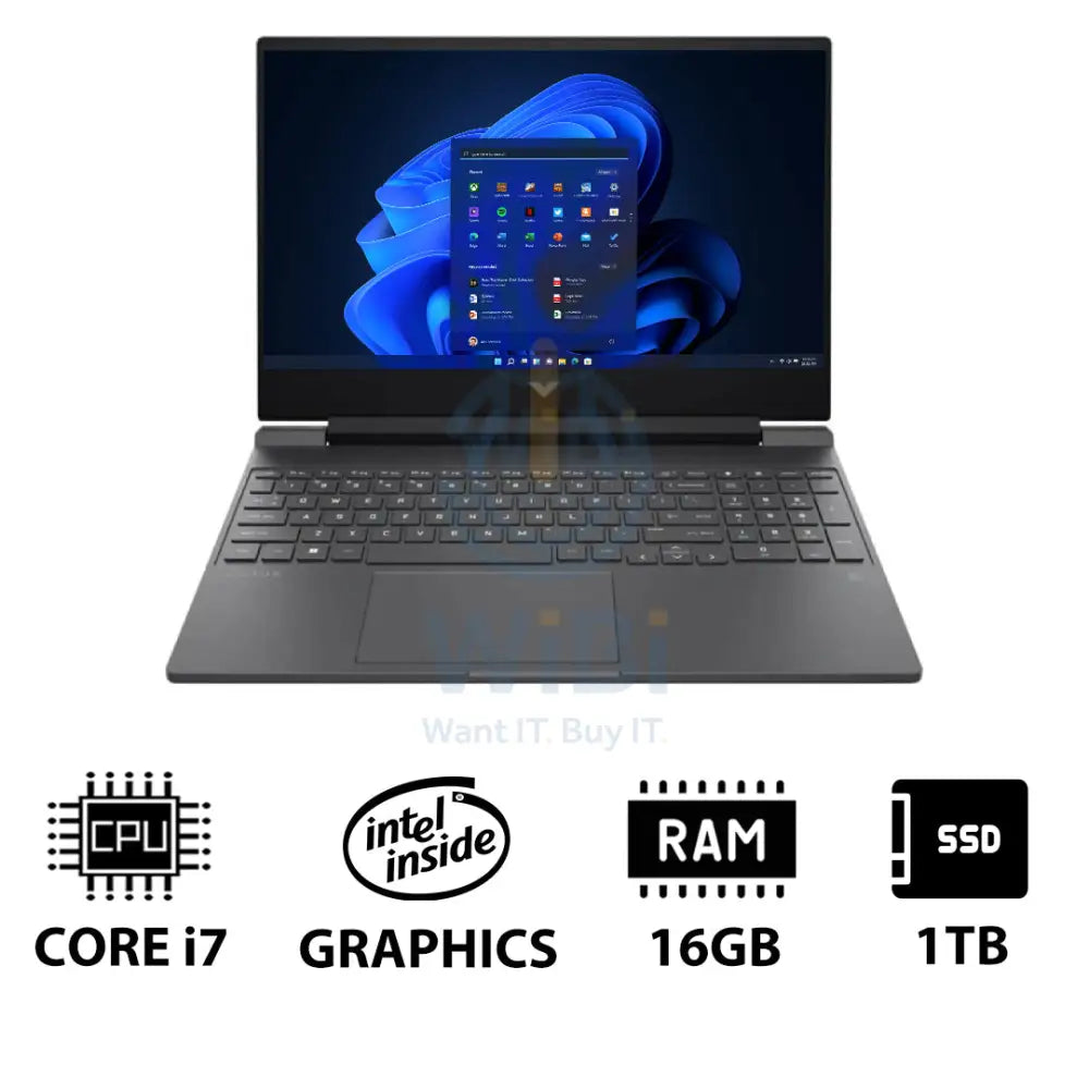 إتش بي 15-FA2093DX - 15.6 بوصة FHD / آي 7  16 جيجابايت  1 تيرابايت  إس إس دي NVMe م.2) / RTX 5060 6 جيجابايت / ويندوز 11 برو  ضمان سنة  الإنجليزية