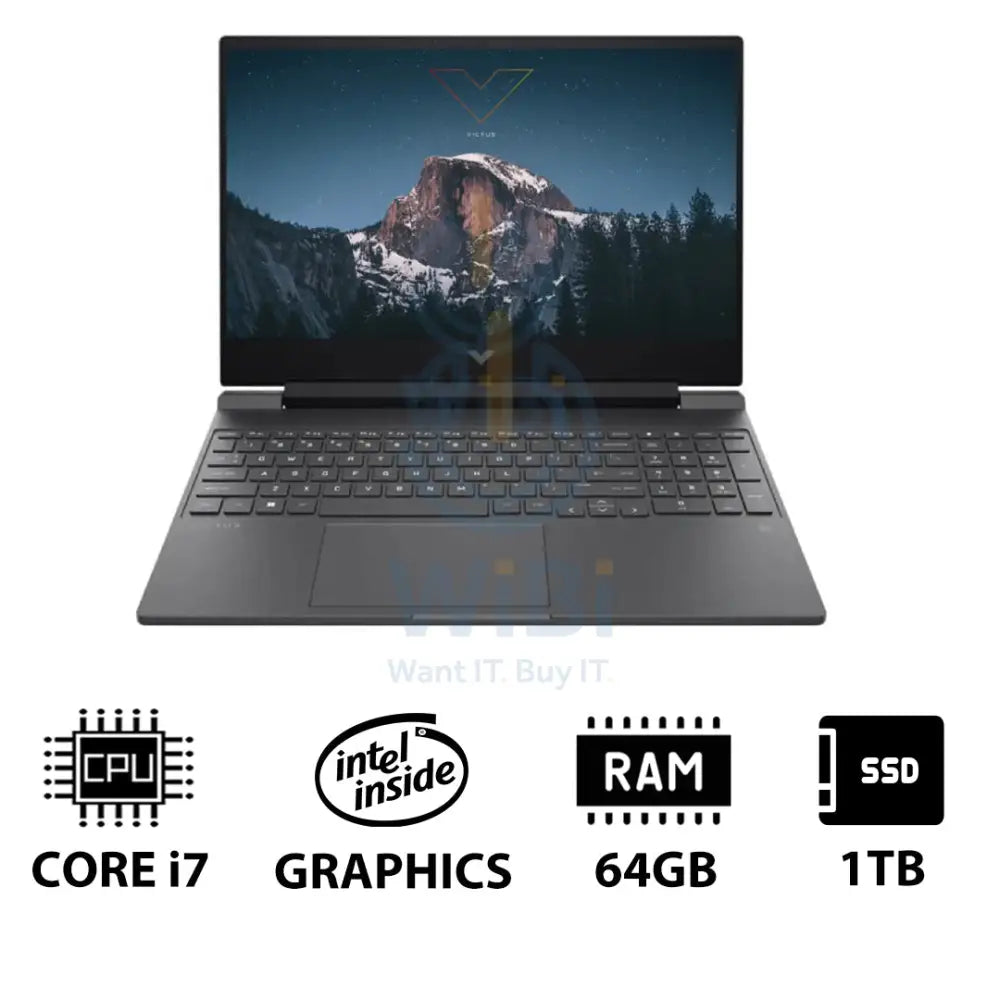إتش بي 15-FA2093DX - 15.6 بوصة FHD / آي 7  64 جيجابايت  تخزين 1 تيرابايت  إس إس دي NVMe م.2) / بطاقة رسومات RTX 5060 6 جيجابايت / ويندوز 11  التش ويندوز 11 هوم  ضمان سنة  الإنجليزية