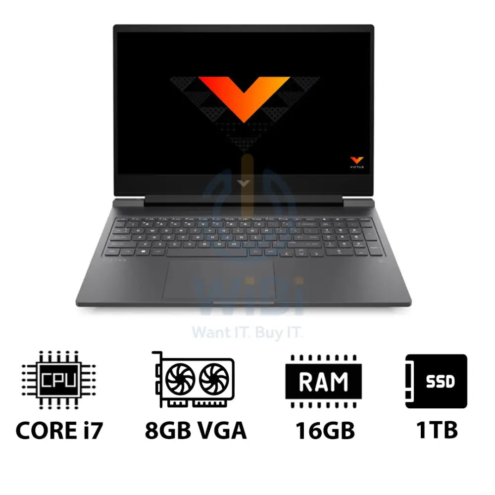 إتش بي فيكتوس الألعاب لابتوب 16-R0008NE - 16.1 بوصة QHD / آي 7 / 16 جيجابايت / 16 جيجابايت / 1 تيرابايت (NVMe م.2 إس إس دي) / RTX 4060 8 جيجابايت في جي إيه / ويندوز 11 هوم  ويندوز 11  / ضمان سنة