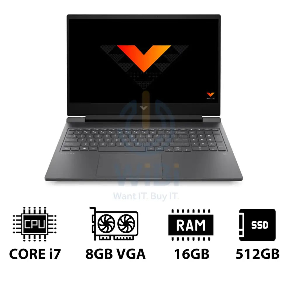 إتش بي فيكتوس الألعاب لابتوب 16-R0008NE - 16.1 بوصة QHD / آي 7 / 16 جيجابايت / 512 جيجابايت (NVMe م.2 إس إس دي) / RTX 4060 8 جيجابايت في جي إيه / ويندوز 11 هوم ويندوز 11