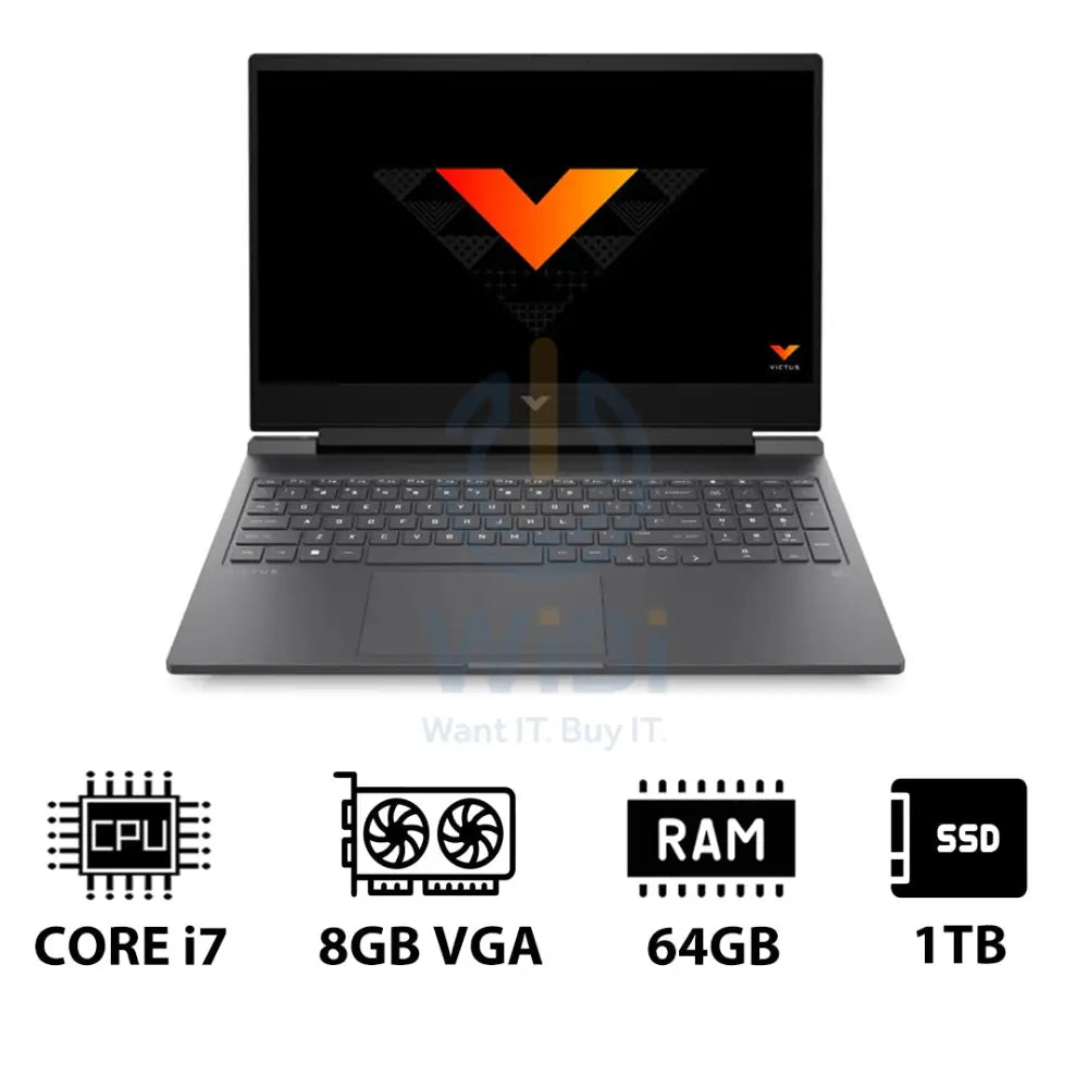إتش بي فيكتوس الألعاب لابتوب 16-R0008NE - 16.1 بوصة QHD / آي 7 / 64 جيجابايت / 1 تيرابايت (NVMe م.2 إس إس دي) / RTX 4060 8 جيجابايت في جي إيه / ويندوز 11 هوم  ويندوز 11  / ضمان سنة