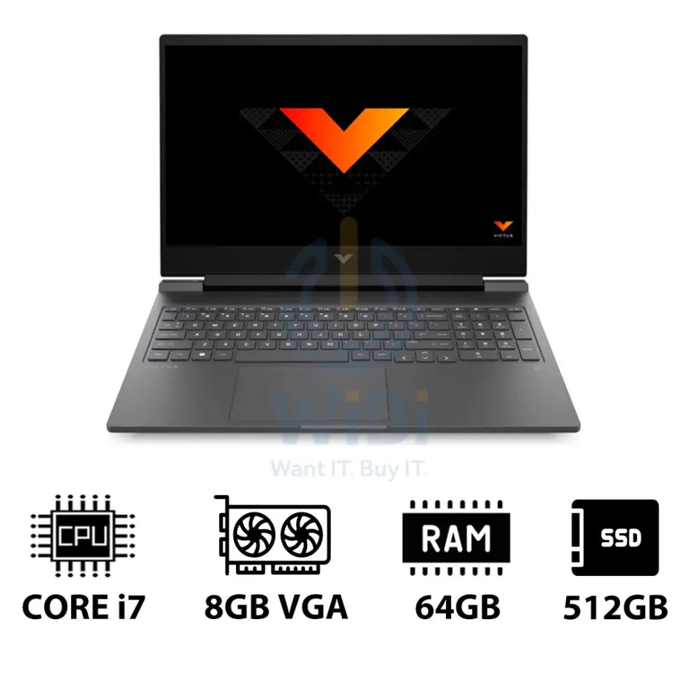HP Victus Gaming Laptop 16-R0008NE - 16.1’’ QHD / i7 / 64GB / 512GB (NVMe M.2 SSD) / RTX 4060 8GB VGA / Win 11 Home