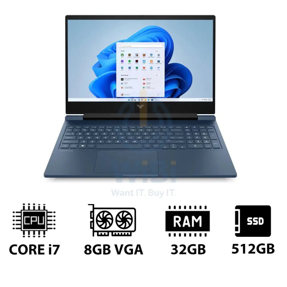 HP Victus Gaming Laptop 16-R1049NE - 16.1’’ FHD / i7 / 32GB / 512GB (NVMe M.2 SSD) / RTX 4060 8GB VGA / Win 11 Pro