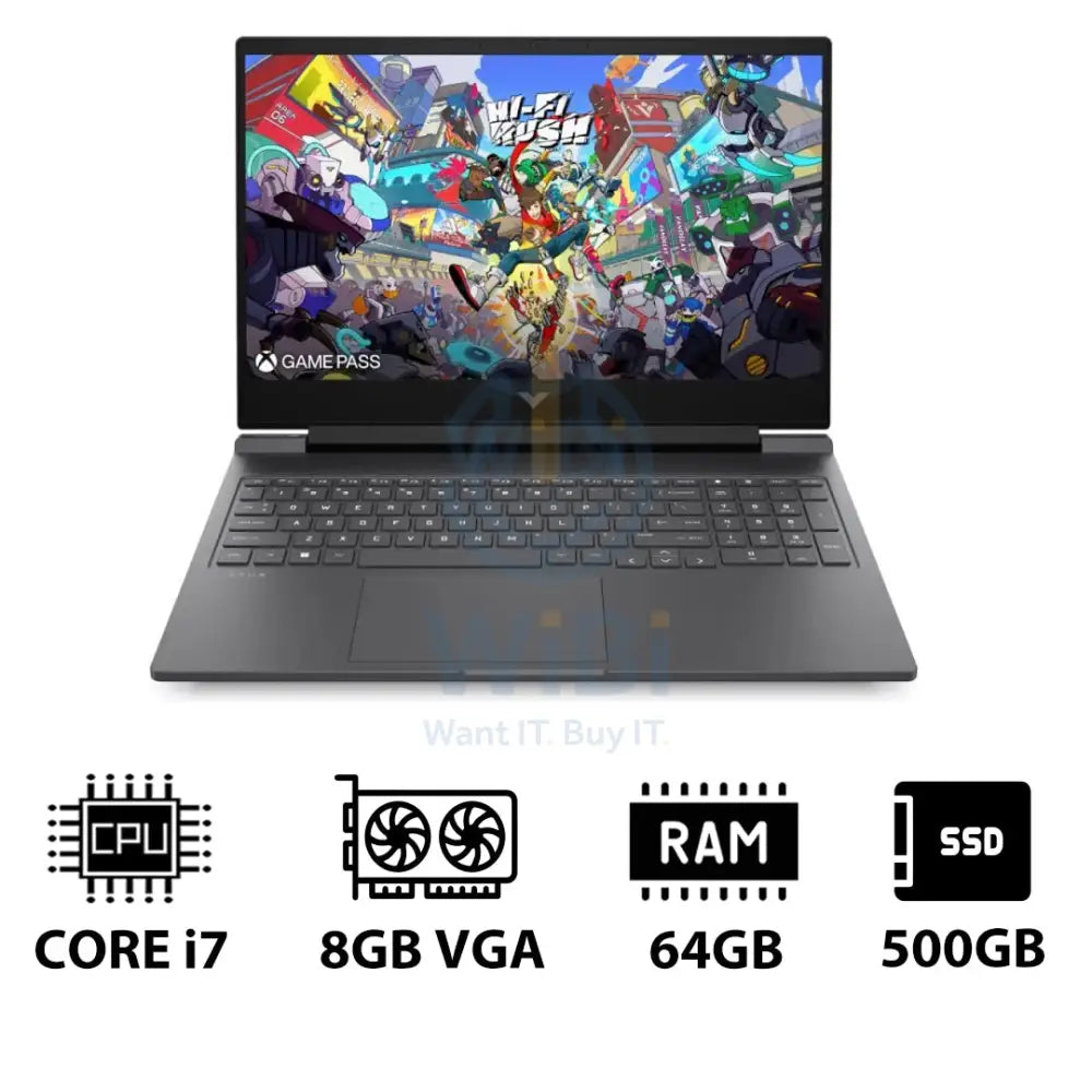 HP Victus Gaming Laptop 16-R1051NE - 16.1’’ FHD / i7 / 64GB / 500GB (NVMe M.2 SSD) / RTX 4070 8GB VGA / DOS (Without