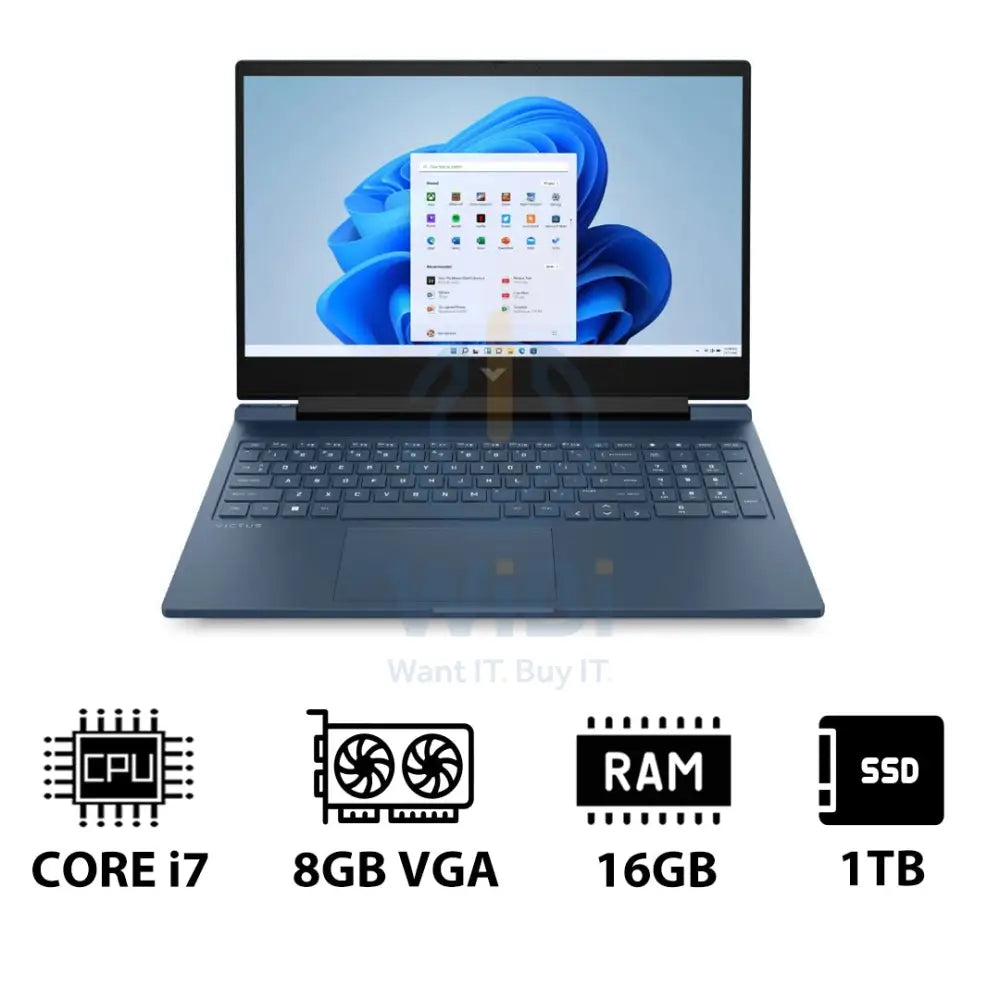 HP Victus Gaming Laptop 16-R1055NE - 16.1’’ FHD / i7 / 16GB / 1TB (NVMe M.2 SSD) / RTX 4060 8GB VGA / Win 11 Pro / 1YW