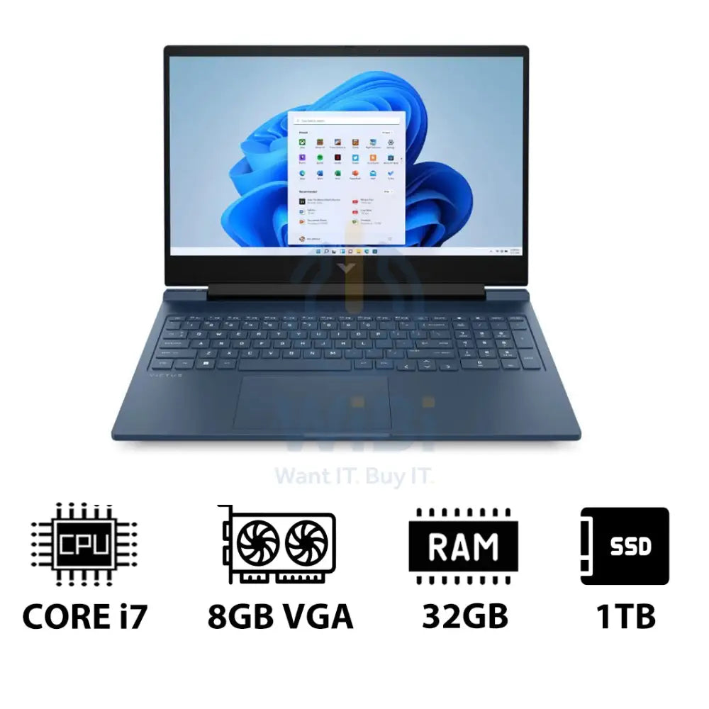 HP Victus Gaming Laptop 16-R1055NE - 16.1’’ FHD / i7 / 32GB / 1TB (NVMe M.2 SSD) / RTX 4060 8GB VGA / Win 11 Pro / 1YW