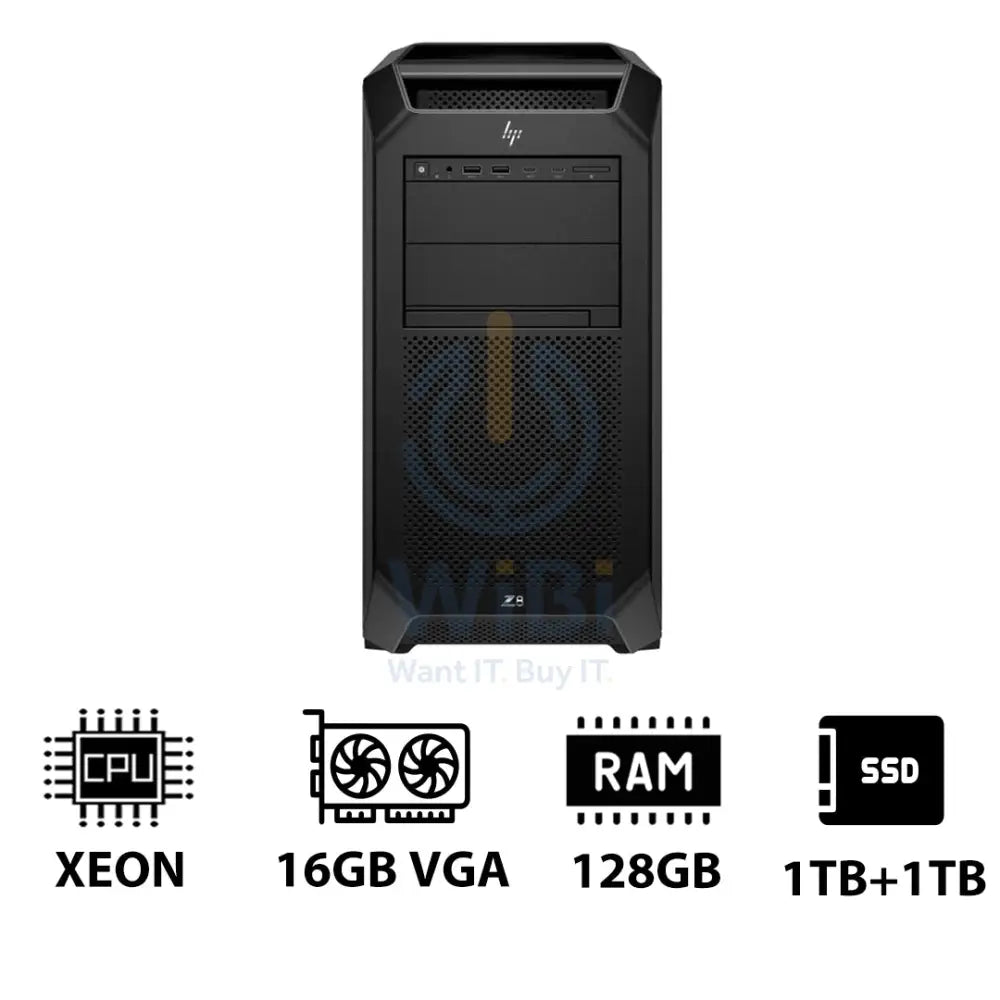 HP Z8 G5 Workstation - Xeon-2.0GHz / 12-Cores / 128GB / RTX 2000 ADA 16GB VGA / 1TB + 1TB (NVMe M.2 SSD) / DOS (Without