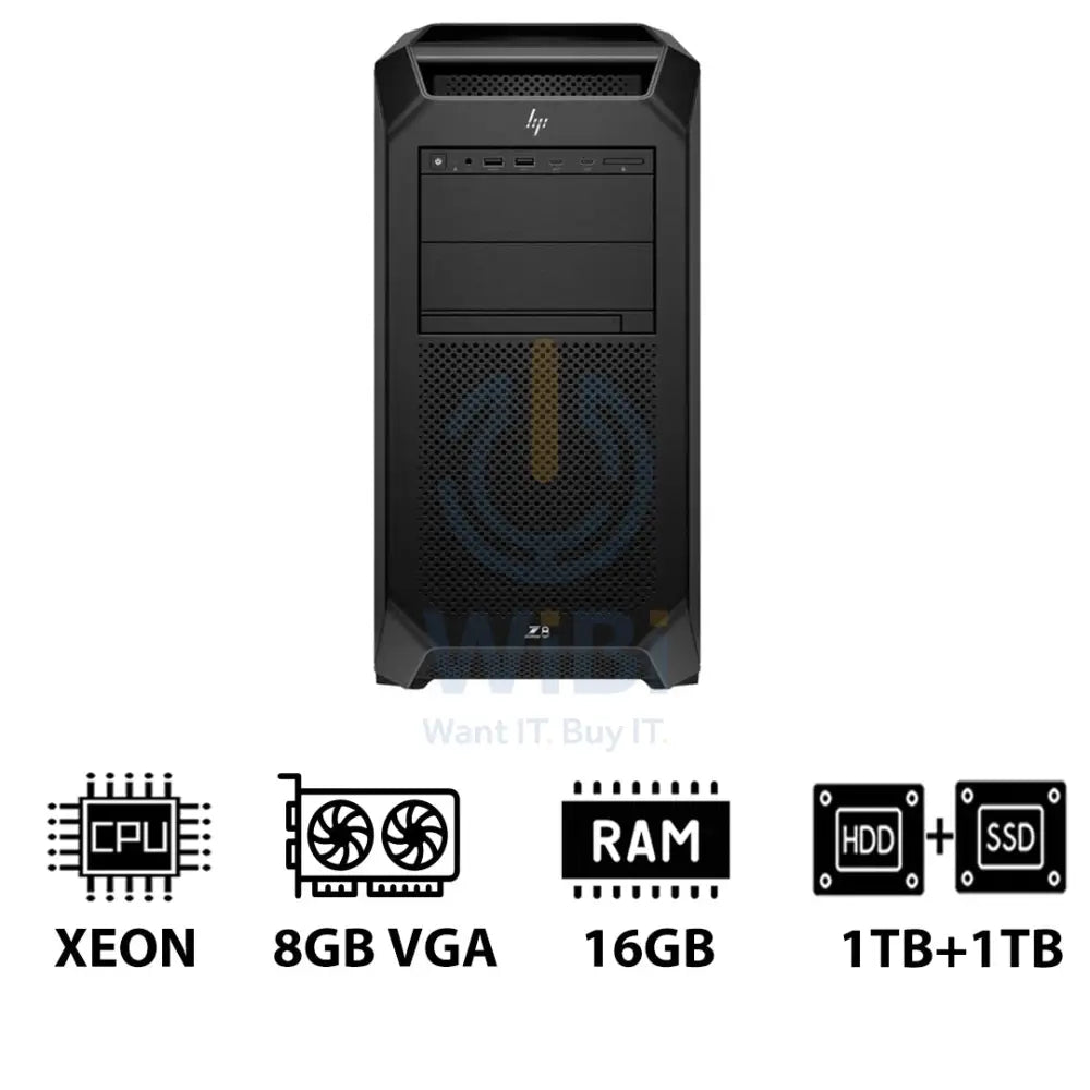 HP Z8 G5 Workstation - Xeon-2.0GHz / 12-Cores / 16GB / 1TB HDD + 1TB (NVMe M.2 SSD) / T1000 8GB VGA / Win 11 Pro / 3YW