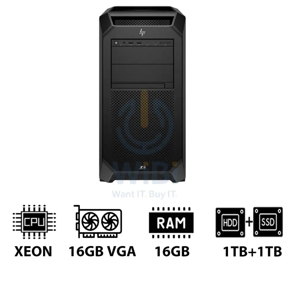 HP Z8 G5 Workstation - Xeon-2.0GHz / 12-Cores / 16GB / RTX 2000 ADA 16GB VGA / 1TB HDD + 1TB (NVMe M.2 SSD) / DOS