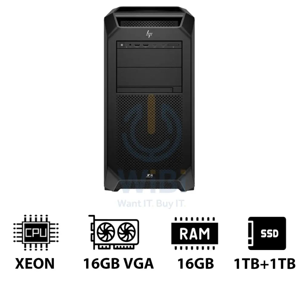HP Z8 G5 Workstation - Xeon-2.0GHz / 12-Cores / 16GB / RTX 2000 ADA 16GB VGA / 1TB + 1TB (NVMe M.2 SSD) / DOS (Without