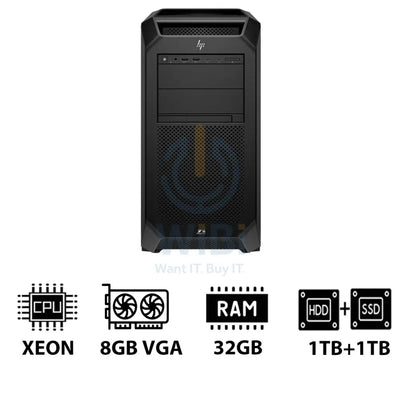 HP Z8 G5 Workstation - Xeon-2.0GHz / 12-Cores / 32GB / 1TB HDD + 1TB (NVMe M.2 SSD) / T1000 8GB VGA / Win 11 Pro / 3YW