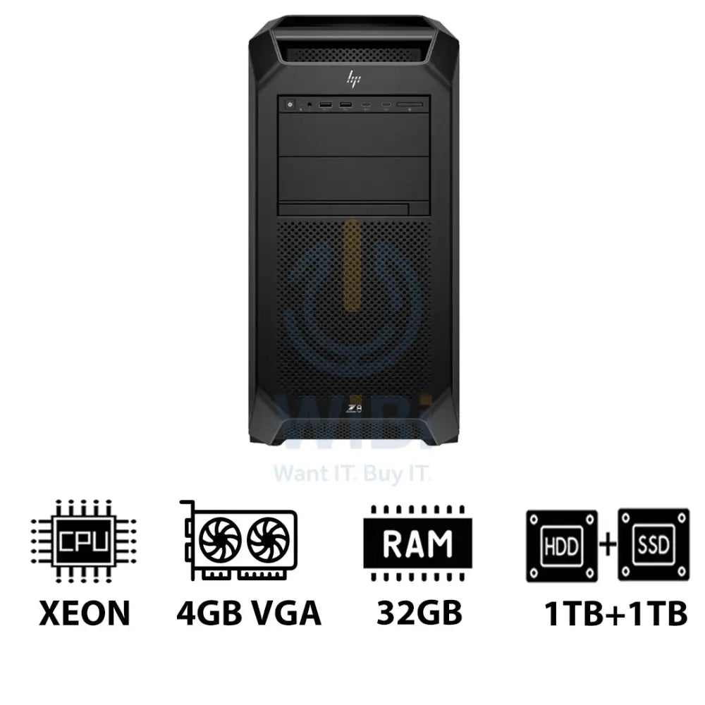 HP Z8 G5 Workstation - Xeon-2.0GHz / 12-Cores / 32GB / 1TB HDD + 1TB (NVMe M.2 SSD) / T400 4GB VGA / Win 11 Pro / 3YW