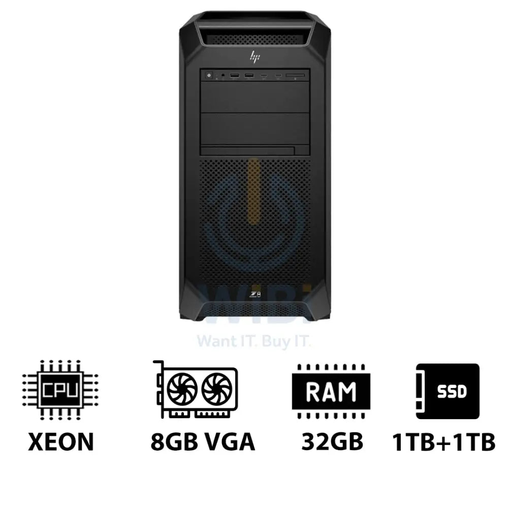 HP Z8 G5 Workstation - Xeon-2.0GHz / 12-Cores / 32GB / 1TB + 1TB (NVMe M.2 SSD) / T1000 8GB VGA / Win 11 Pro / 3YW