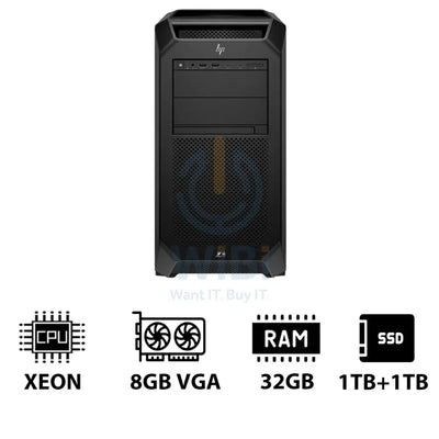 HP Z8 G5 Workstation - Xeon-2.0GHz / 12-Cores / 32GB / 1TB + 1TB (NVMe M.2 SSD) / T1000 8GB VGA / Win 11 Pro / 3YW