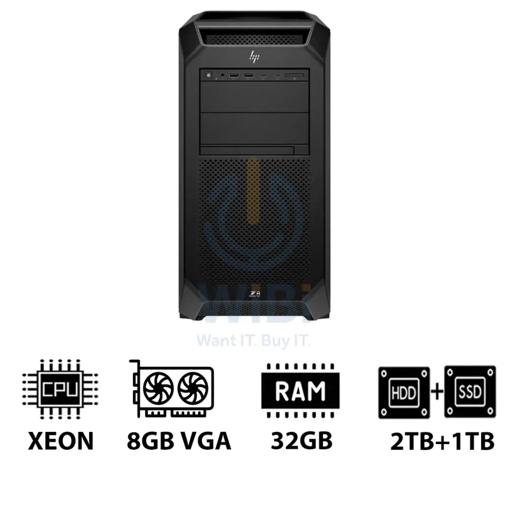 HP Z8 G5 Workstation - Xeon-2.0GHz / 12-Cores / 32GB / 2TB HDD + 1TB (NVMe M.2 SSD) / T1000 8GB VGA / DOS (Without OS)