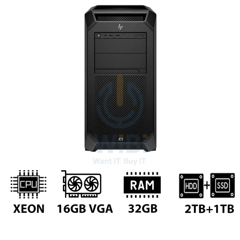 HP Z8 G5 Workstation - Xeon-2.0GHz / 12-Cores / 32GB / RTX 2000 ADA 16GB VGA / 2TB HDD + 1TB (NVMe M.2 SSD) / DOS