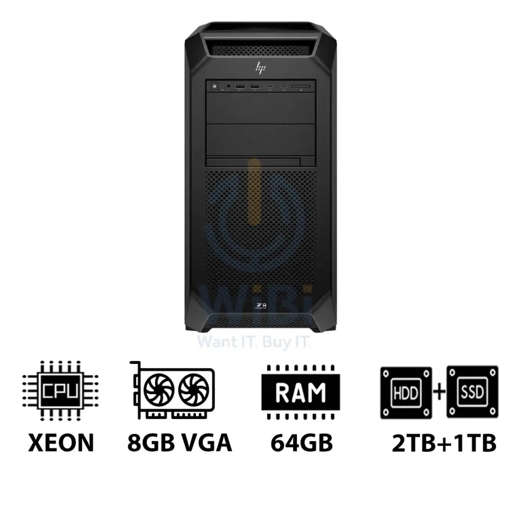 HP Z8 G5 Workstation - Xeon-2.0GHz / 12-Cores / 64GB / 2TB HDD + 1TB (NVMe M.2 SSD) / T1000 8GB VGA / DOS (Without OS)