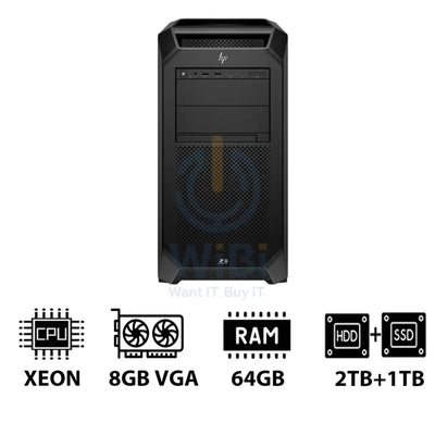 HP Z8 G5 Workstation - Xeon-2.0GHz / 12-Cores / 64GB / 2TB HDD + 1TB (NVMe M.2 SSD) / T1000 8GB VGA / Win 11 Pro / 3YW