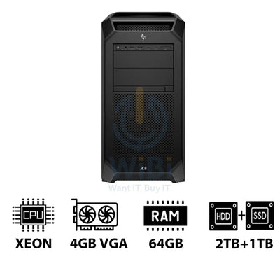 HP Z8 G5 Workstation - Xeon-2.0GHz / 12-Cores / 64GB / 2TB HDD + 1TB (NVMe M.2 SSD) / T400 4GB VGA / Win 11 Pro / 3YW