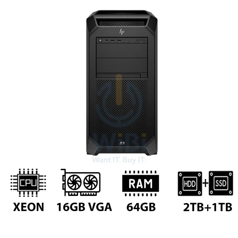 HP Z8 G5 Workstation - Xeon-2.0GHz / 12-Cores / 64GB / RTX 2000 ADA 16GB VGA / 2TB HDD + 1TB (NVMe M.2 SSD) / Win 11