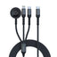 Promate iCharge-Trio 5-in-1 Multi-Connector Cable - USB-C / Lightning / Watch Charger / Black