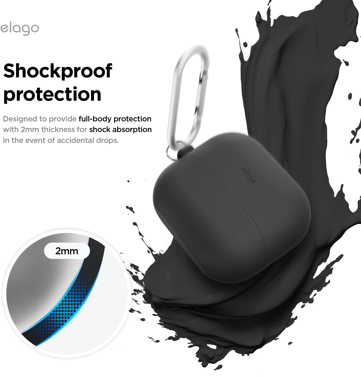 Elago Galaxy Buds 3 / 3 Pro / 3 FE Silicone Hang Case - Black