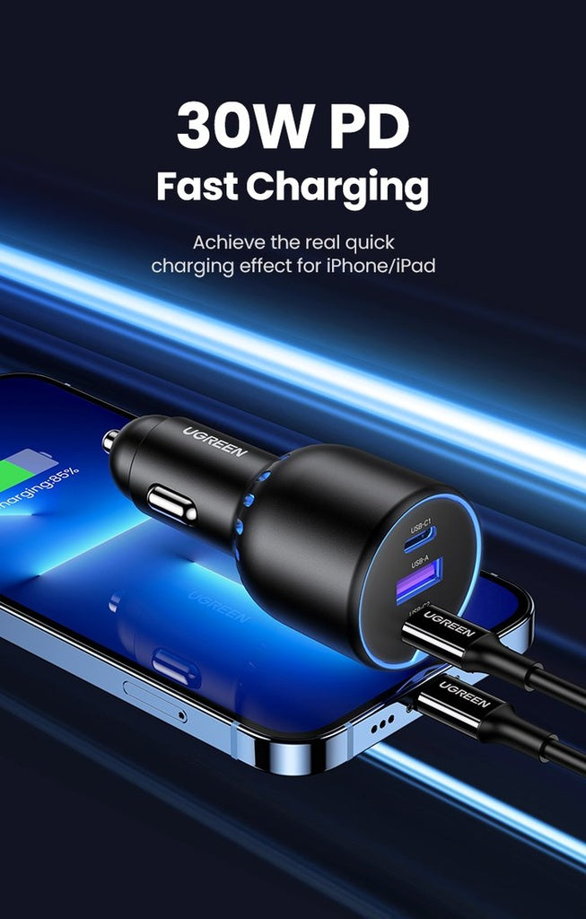 UGREEN Car Charger with 3-Port - 130W / Black